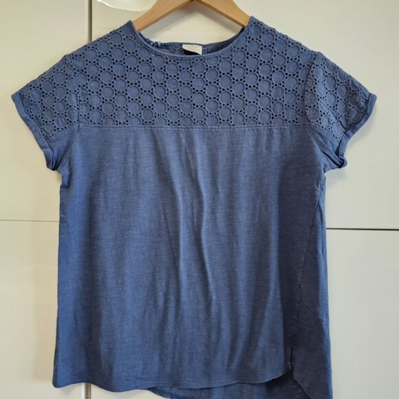 Zara Girls Short Sleeve Navy Crochet Top 13Y 14Y fits Ladies XS to S - Picture 2 of 6